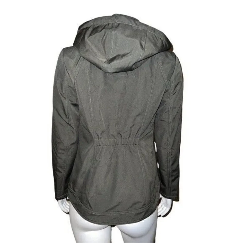 Sebby Juniors Olive Hooded Zippered Rain Jacket Medium NWT